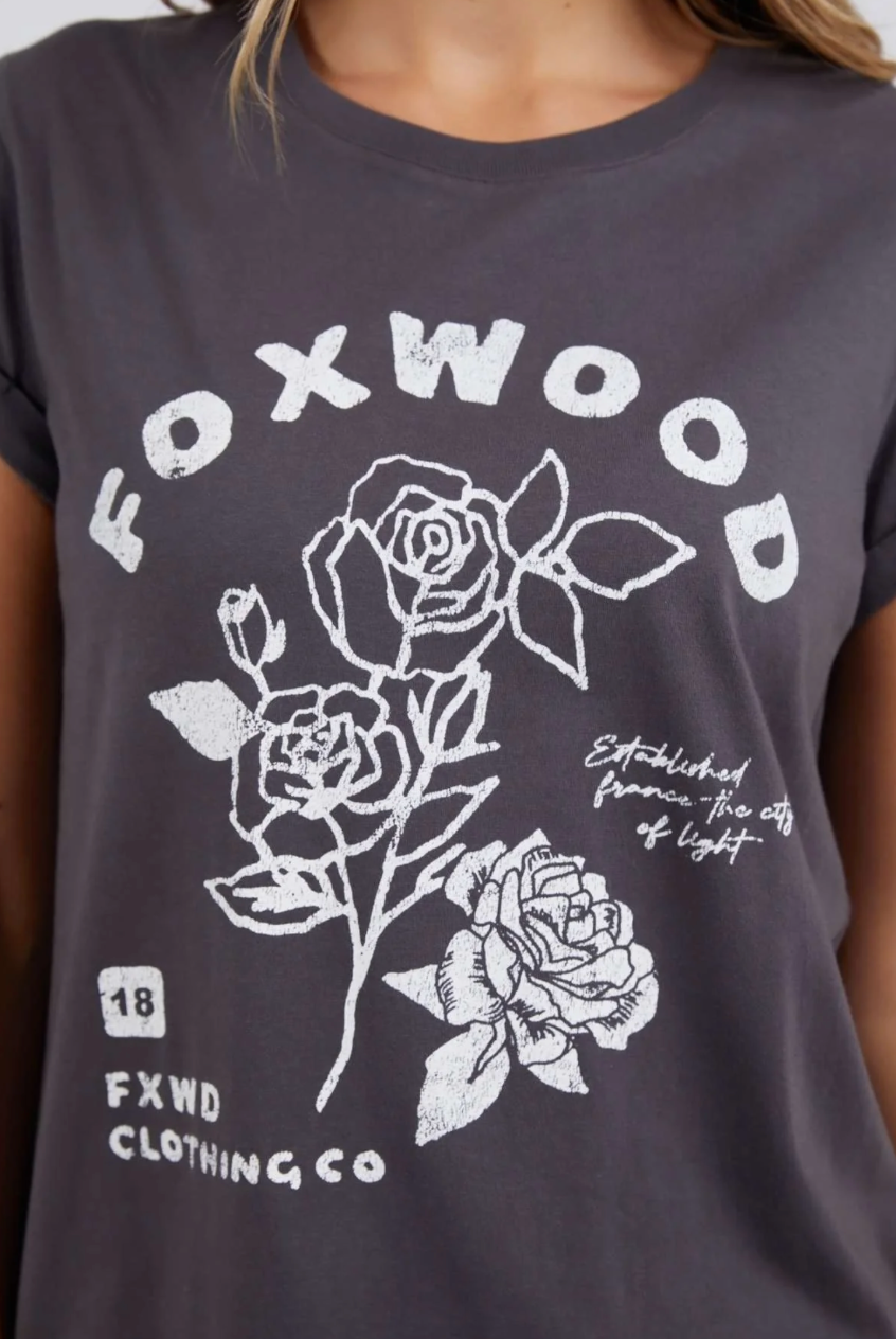Collection of Foxwood Rosette Tee - Washed Black in a gallery layout