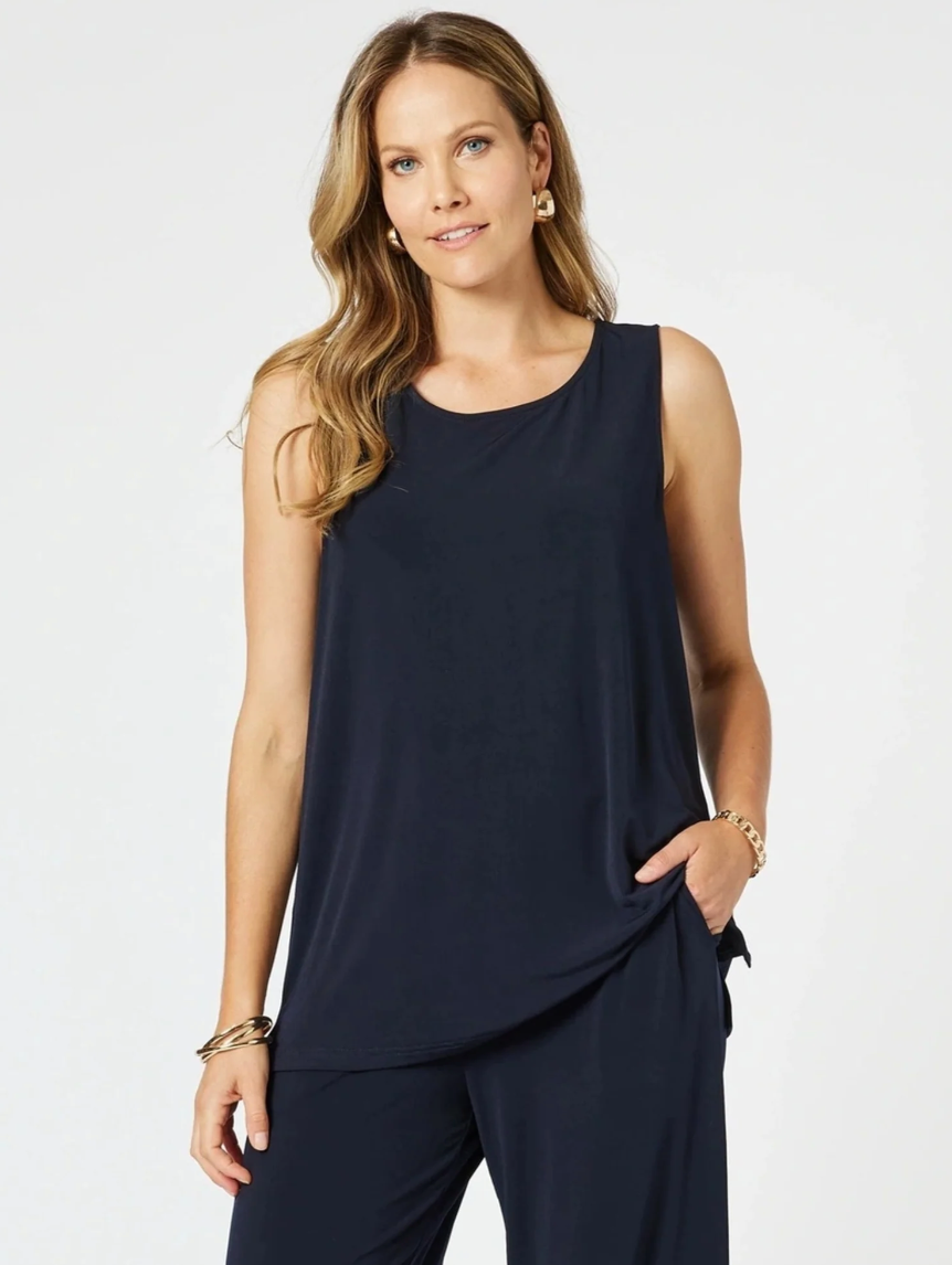 Clarity Basic Travel Jersey Tank - Navy