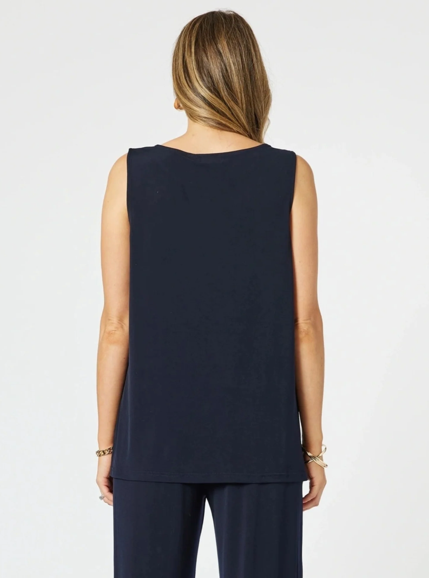 Clarity Basic Travel Jersey Tank - Navy