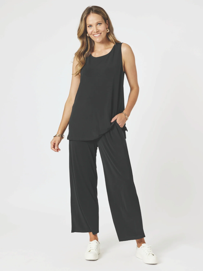 Collection of Clarity Travel Jersey Wide Leg Pant - Black in a gallery layout