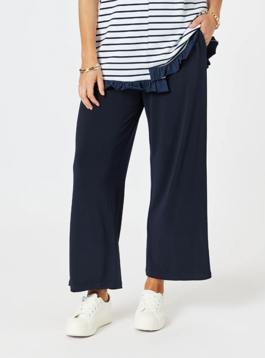 Clarity Travel Jersey Wide Leg Pant - Navy