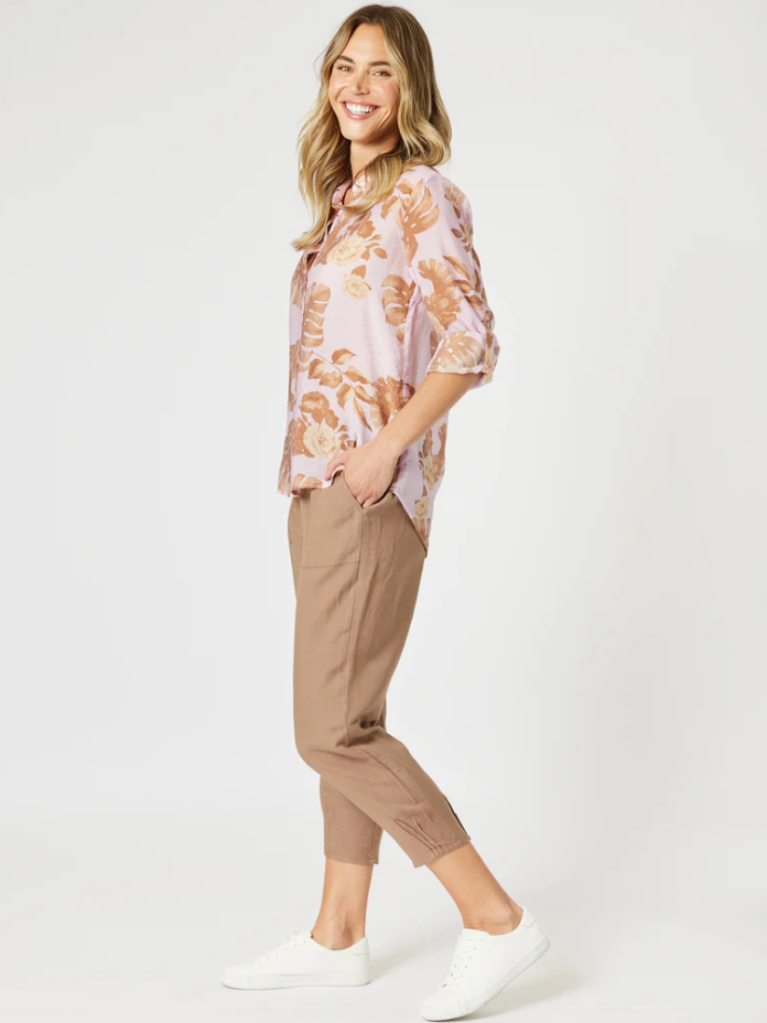 Collection of Gordon Smith Lino Tapered Pant - Nutmeg in a gallery layout