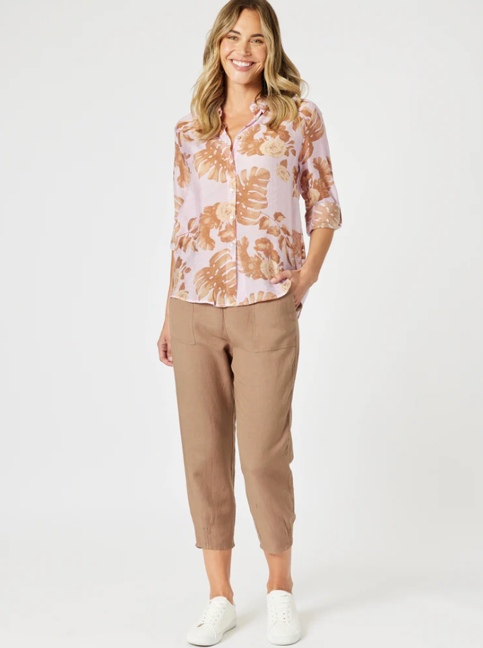 Collection of Gordon Smith Lino Tapered Pant - Nutmeg in a gallery layout