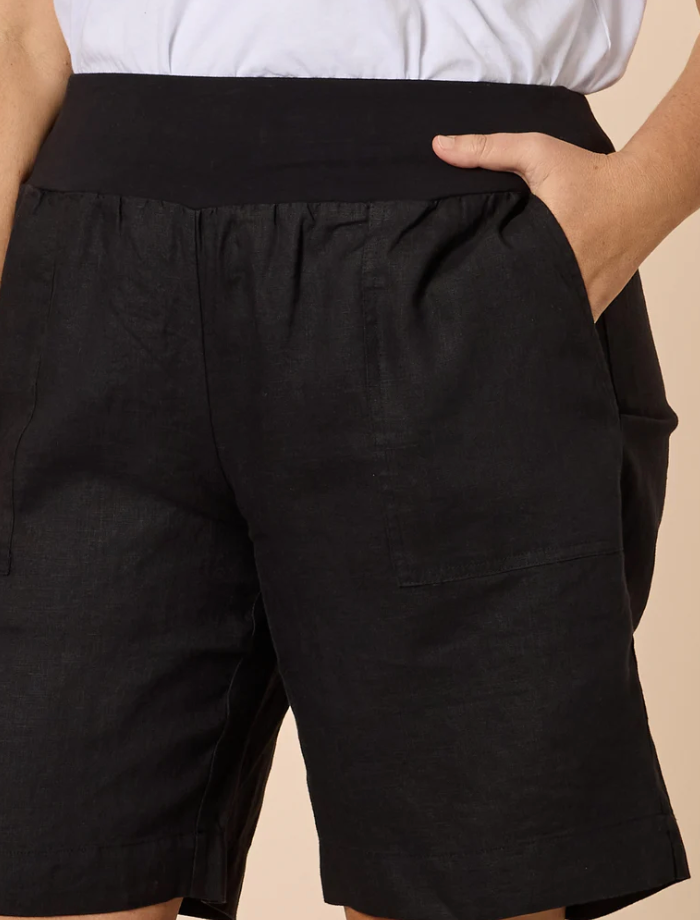 Collection of Gordon Smith Jordan Linen Short - Black in a gallery layout