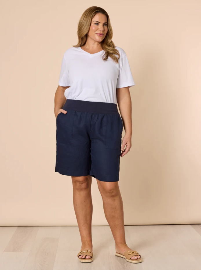 Collection of Gordon Smith Jordan Linen Short - Navy in a gallery layout