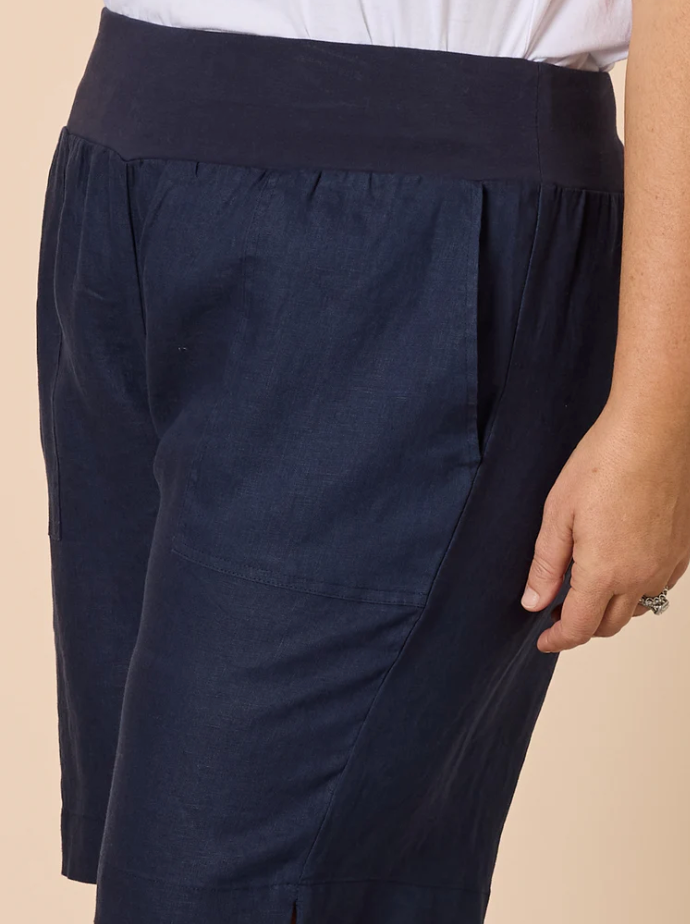 Collection of Gordon Smith Jordan Linen Short - Navy in a gallery layout