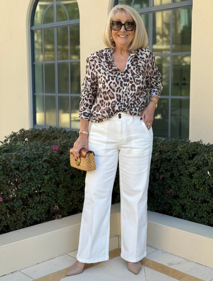 Collection of Gordon Smith Hudson High Rise Wide Leg Jean - Ivory in a gallery layout