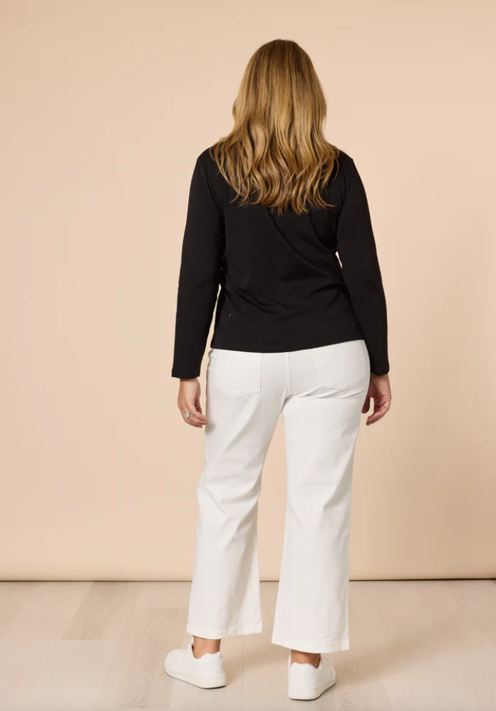 Collection of Gordon Smith Hudson High Rise Wide Leg Jean - Ivory in a gallery layout