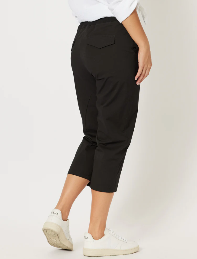 Collection of Threadz Santorini Cotton Pant - Black in a gallery layout