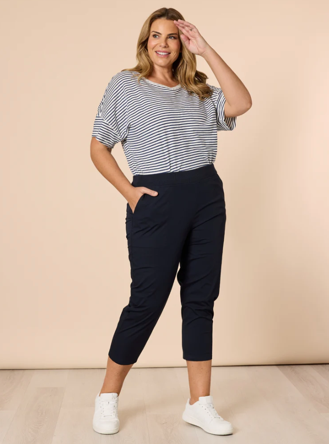 Collection of Threadz Santorini Cotton Pant - Navy in a gallery layout