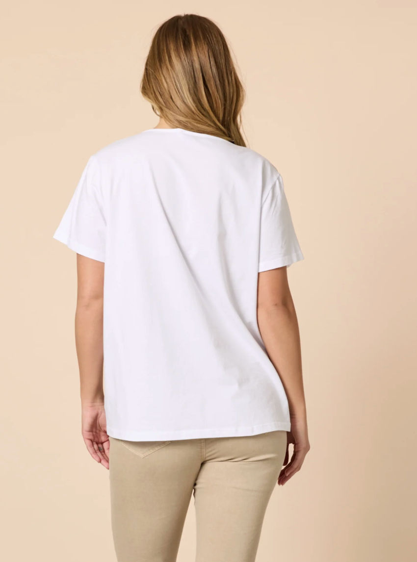 Collection of Clarity Geometric Top - White/ Basil in a gallery layout