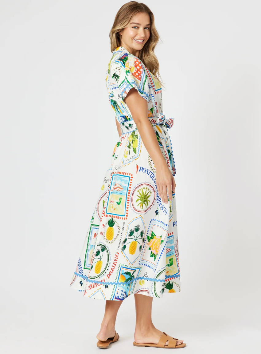 Collection of Threadz Amalfi Midi Dress - Blue / Multi in a gallery layout