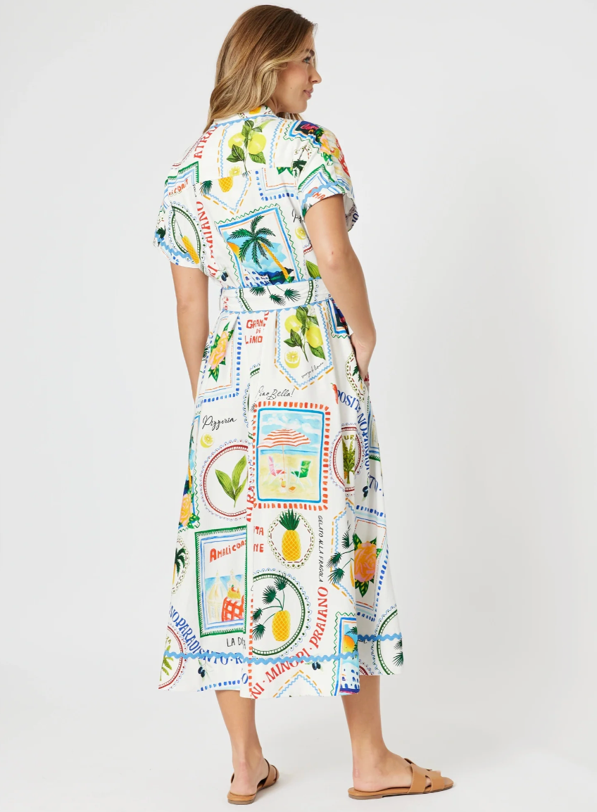 Collection of Threadz Amalfi Midi Dress - Blue / Multi in a gallery layout