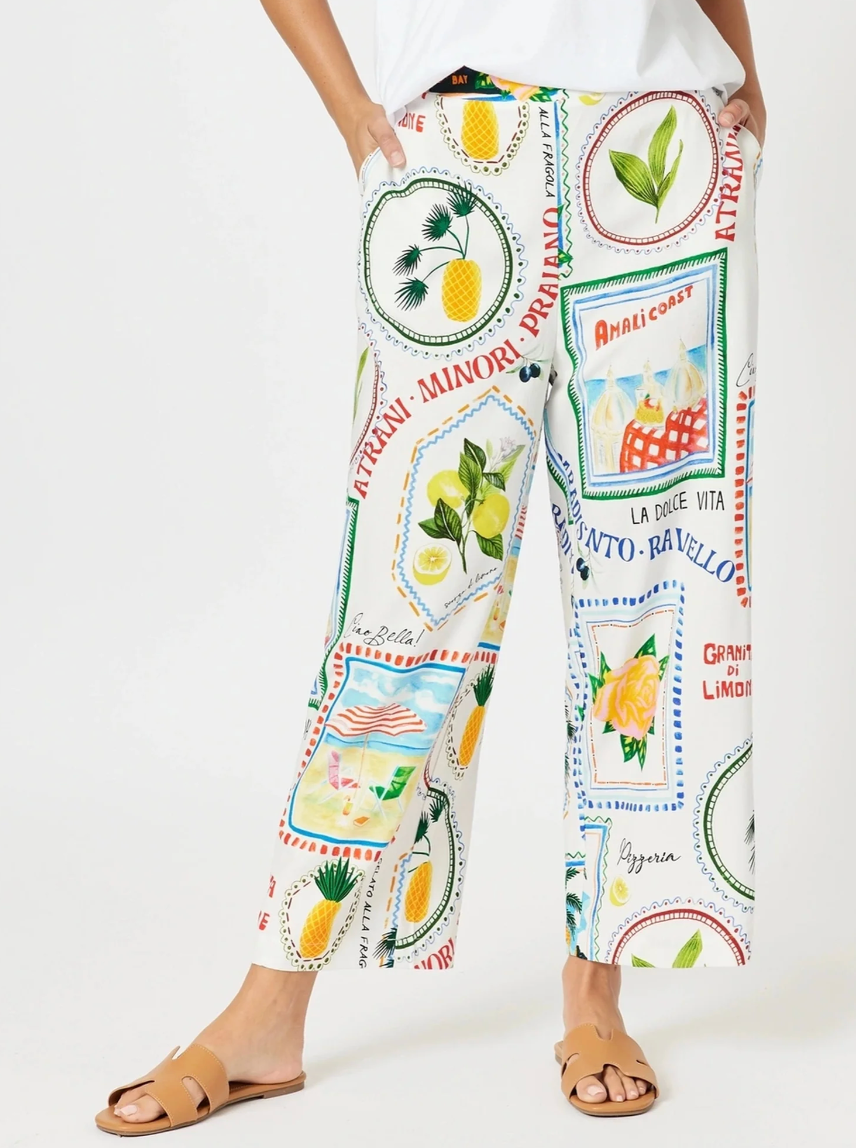 Threadz Amalfi Wide Leg Pant - Blue / Multi