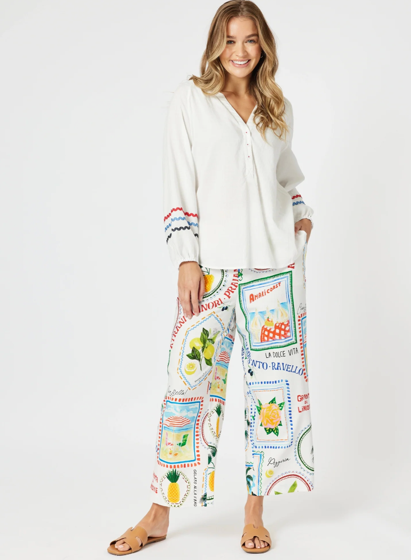 Collection of Threadz Ric Rac Tunic - White / Blue in a gallery layout