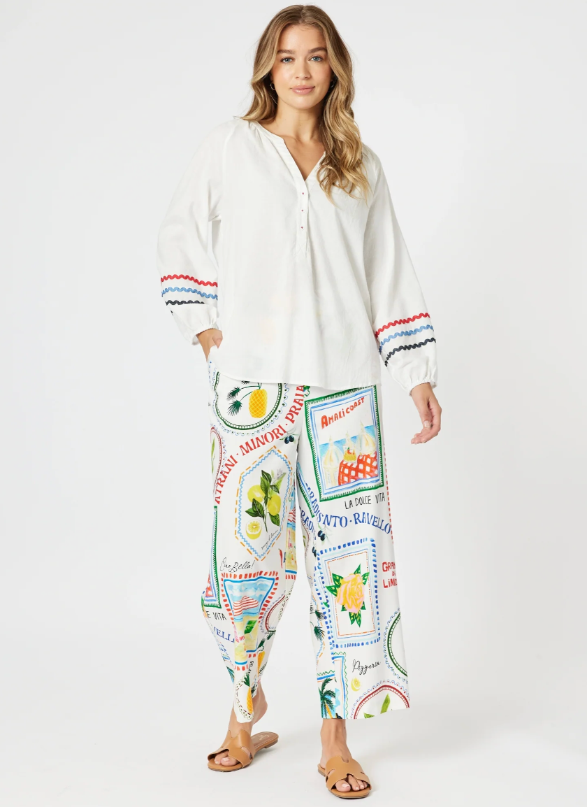 Jumbo Ric Rac Tunic Threadz Ric Rac Tunic - White / Blue – Cosmosis Lifestyle