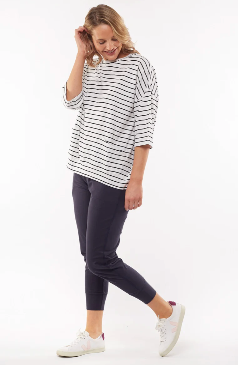 Elm Fundamental Mazie Sweat - White/Navy Stripe