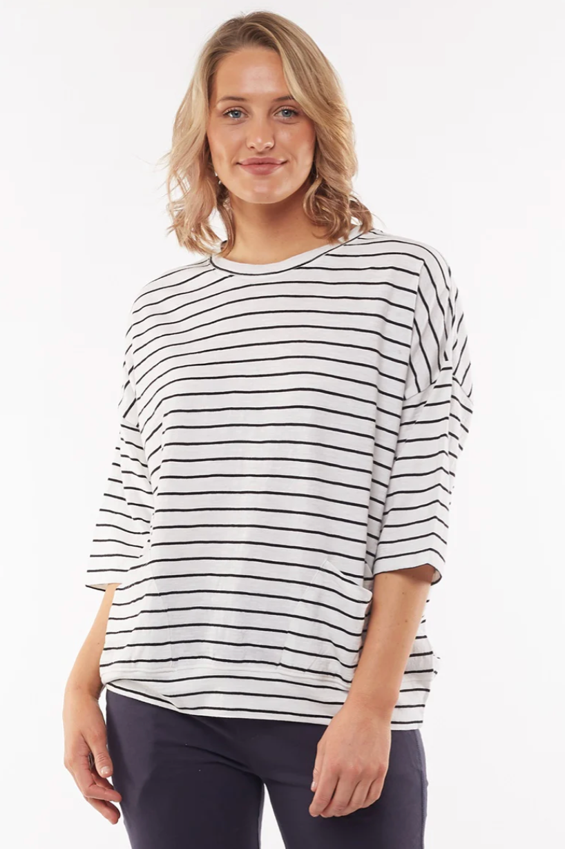 Elm Fundamental Mazie Sweat - White/Navy Stripe