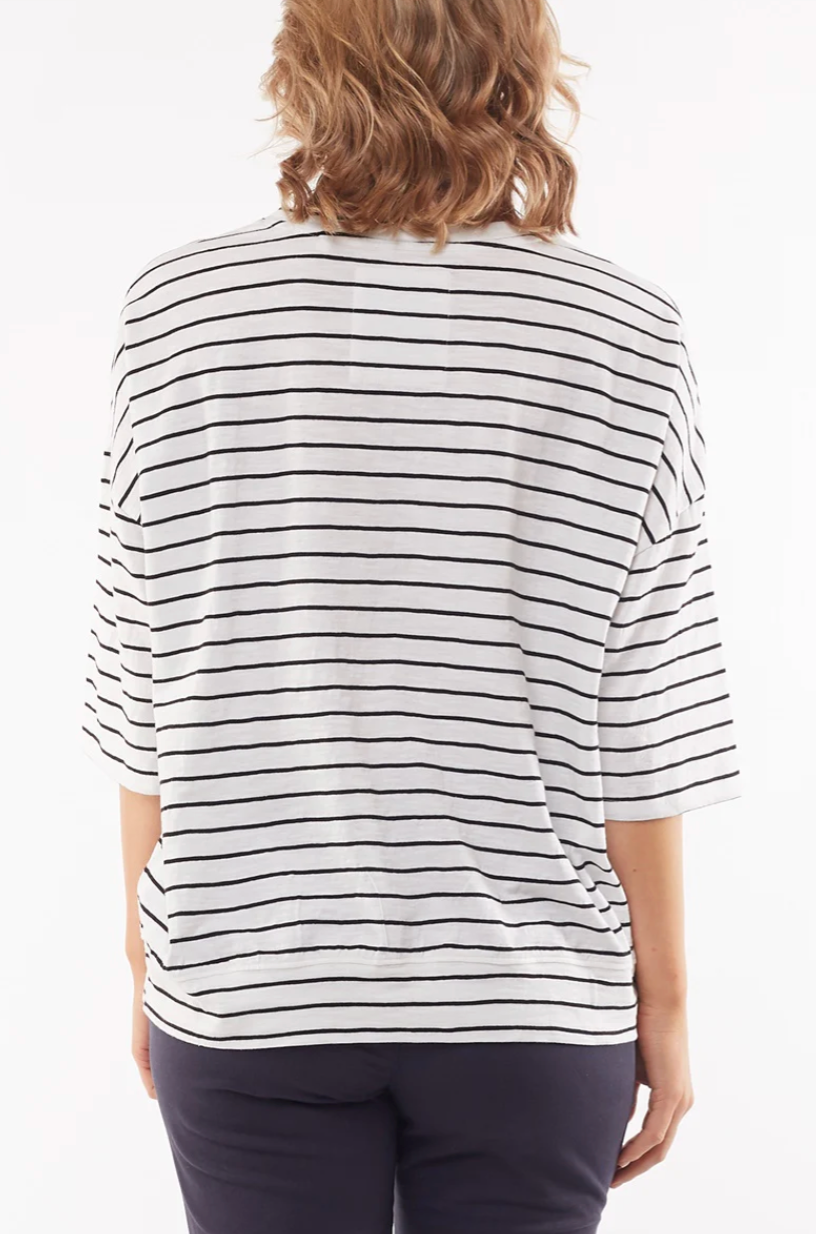 Elm Fundamental Mazie Sweat - White/Navy Stripe