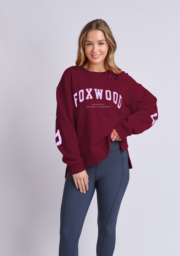 Foxwood Interval Crew Jumper - Port w/ Lilac