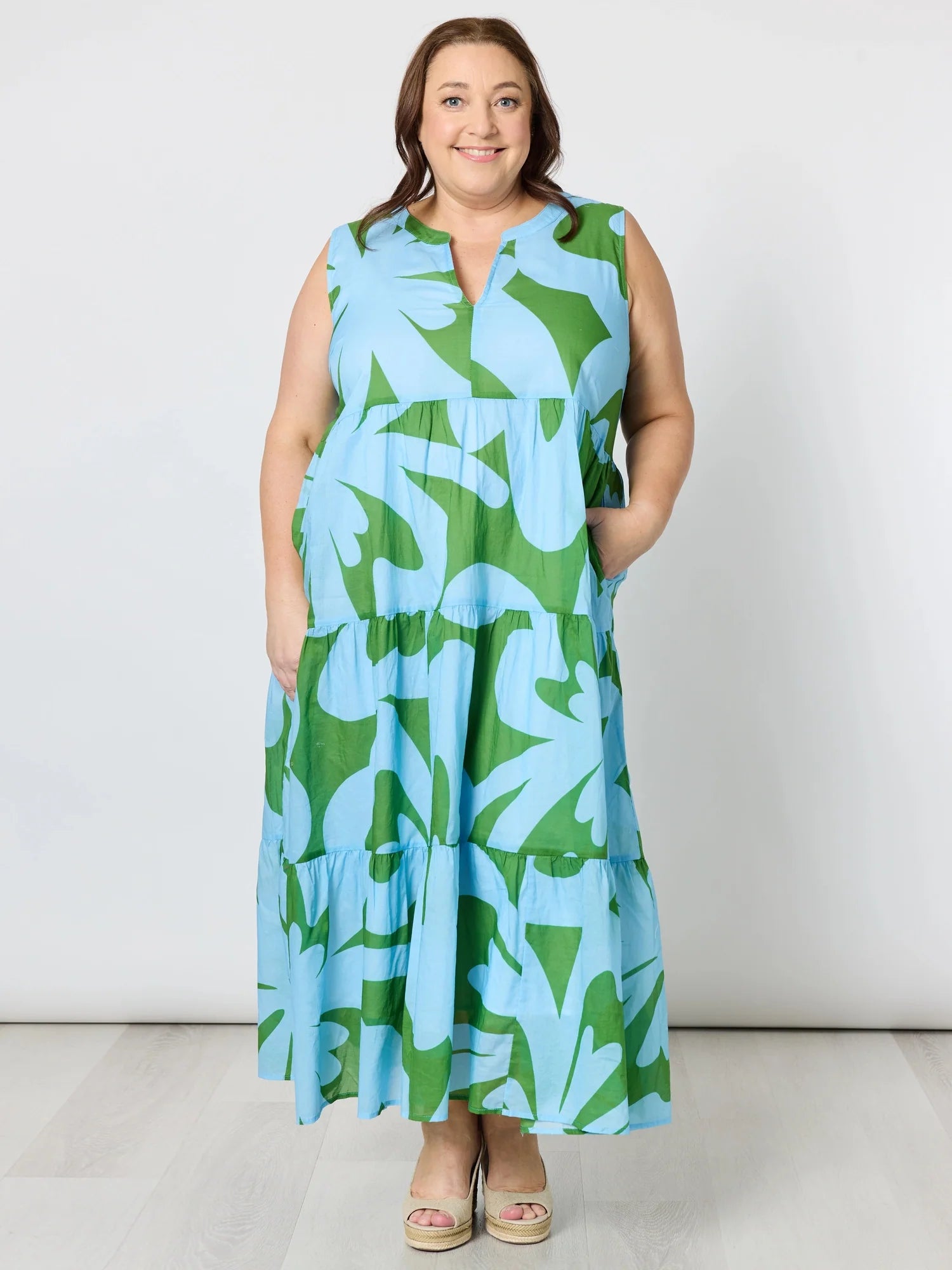 Threadz Sienna Dress - Blue/ Green