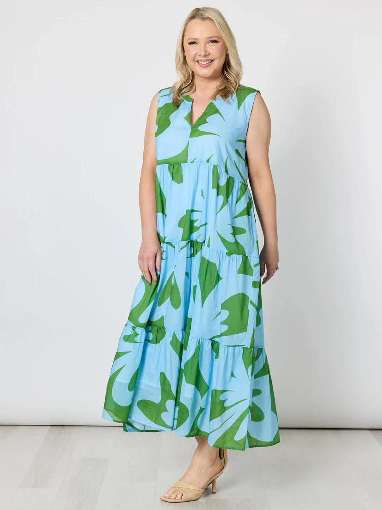 Threadz Sienna Dress - Blue/ Green