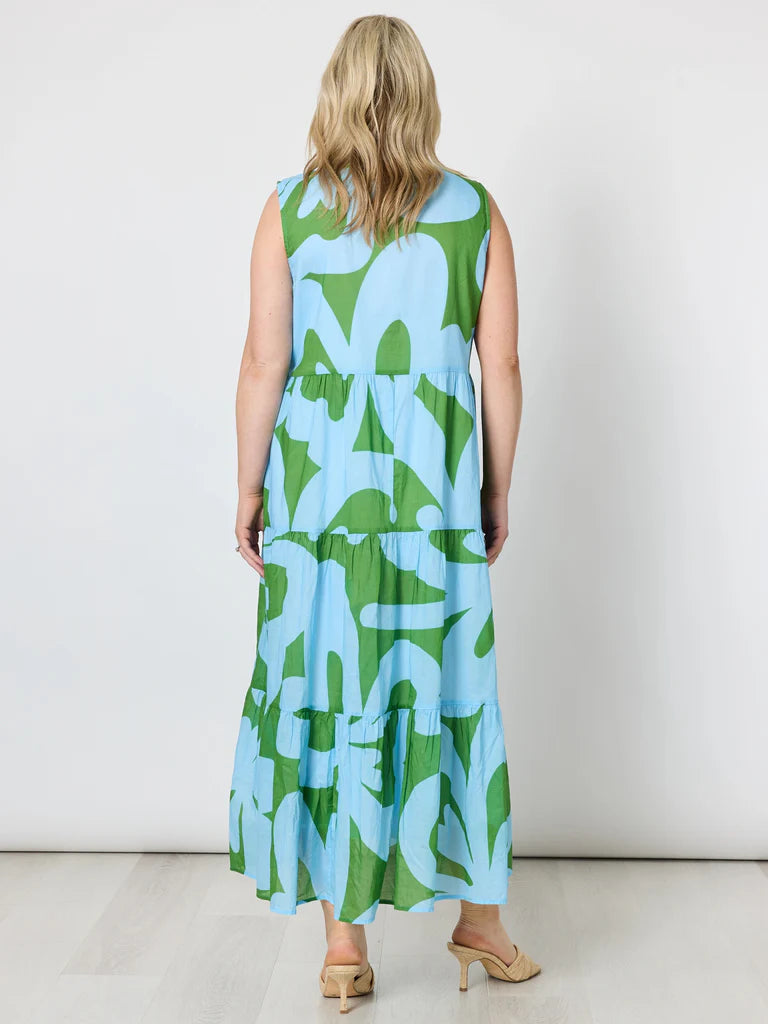 Threadz Sienna Dress - Blue/ Green