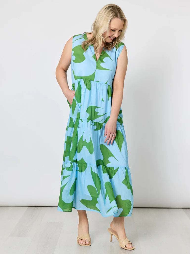 Collection of Threadz Sienna Dress - Blue/ Green in a gallery layout