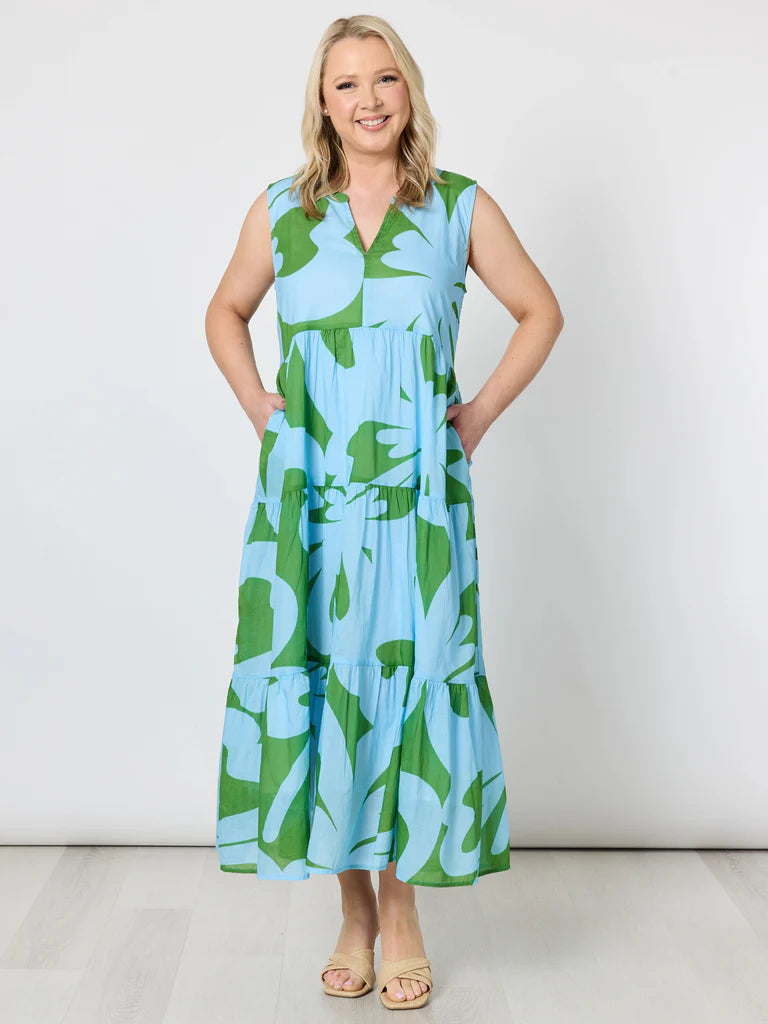 Collection of Threadz Sienna Dress - Blue/ Green in a gallery layout