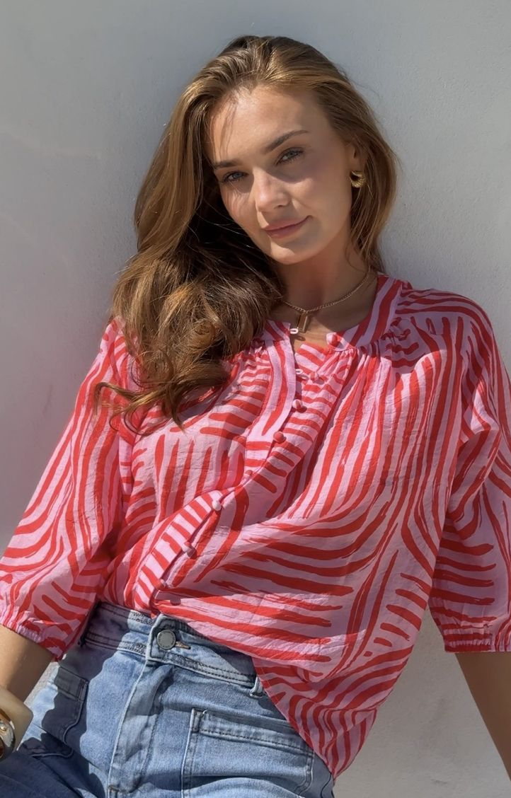 Collection of St Germain Malta Top - Pink/ Red Swirl in a gallery layout