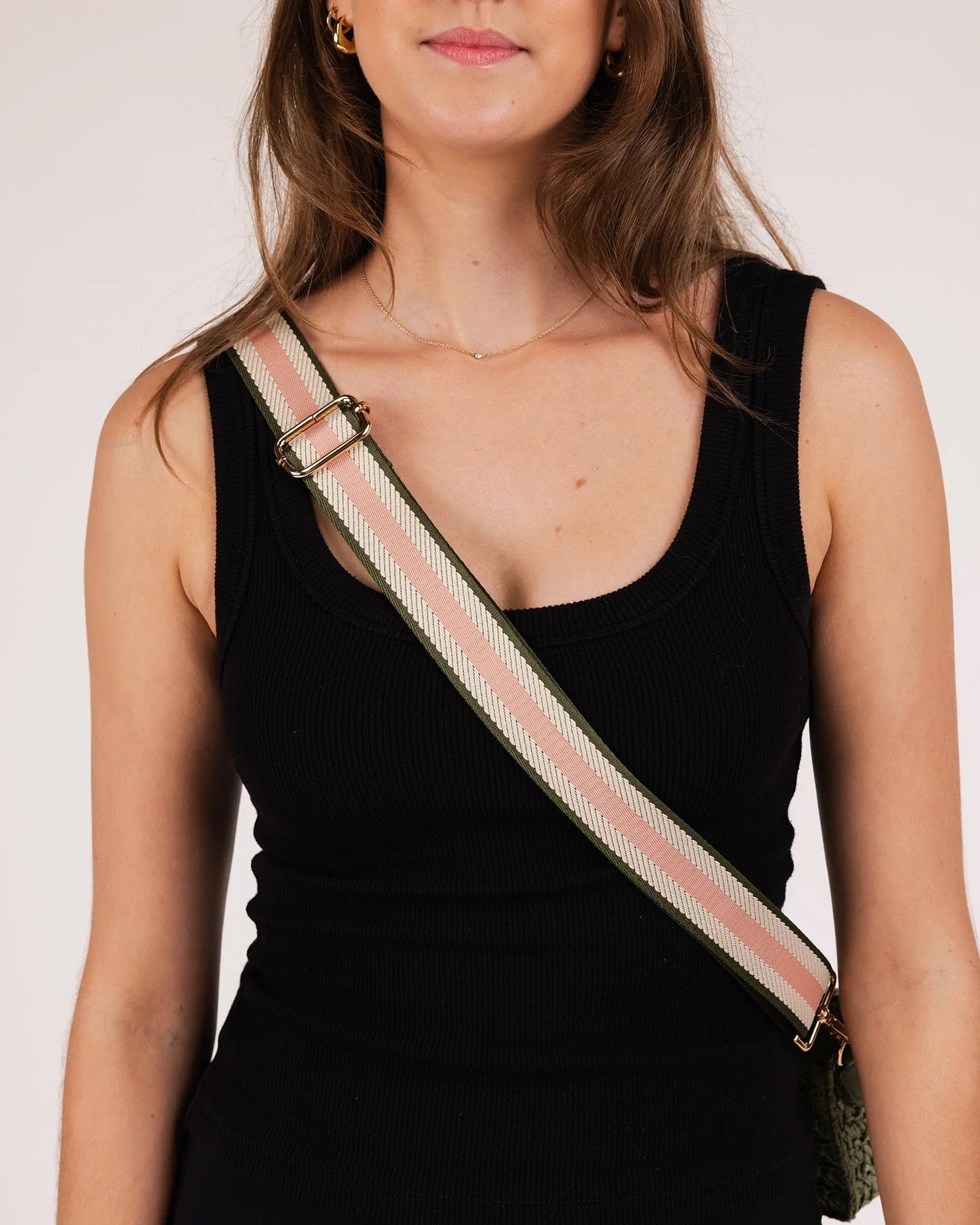 Collection of Louenhide Stripe Webbing Bag Strap - Tan/ Khaki in a gallery layout