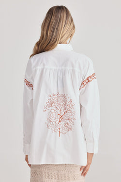 Collection of Talisman Flamenco Shirt - White with Clay in a gallery layout