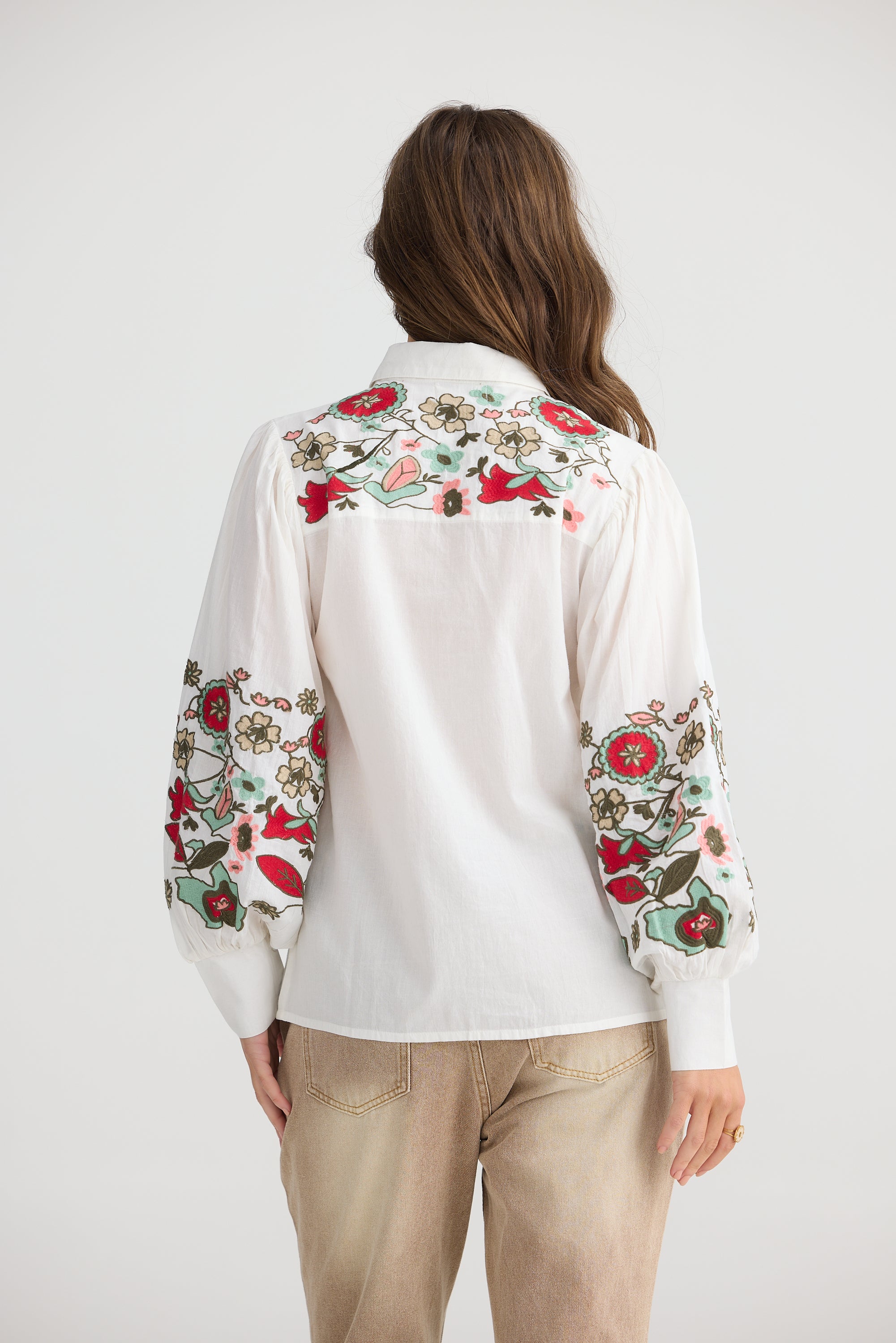 Collection of Talisman Illara Embroidered Shirt - White in a gallery layout