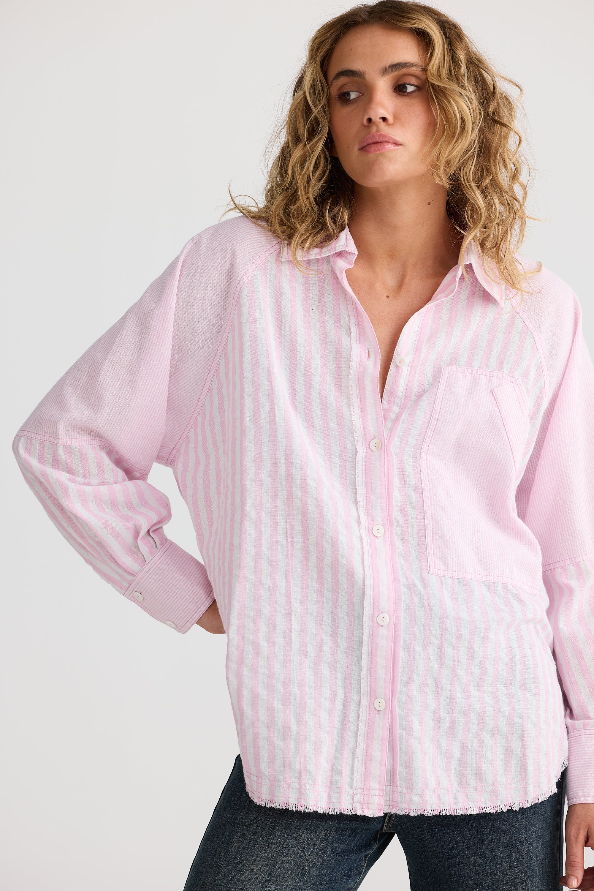 Collection of Talisman Yellowstone Shirt - Pink Stripe in a gallery layout