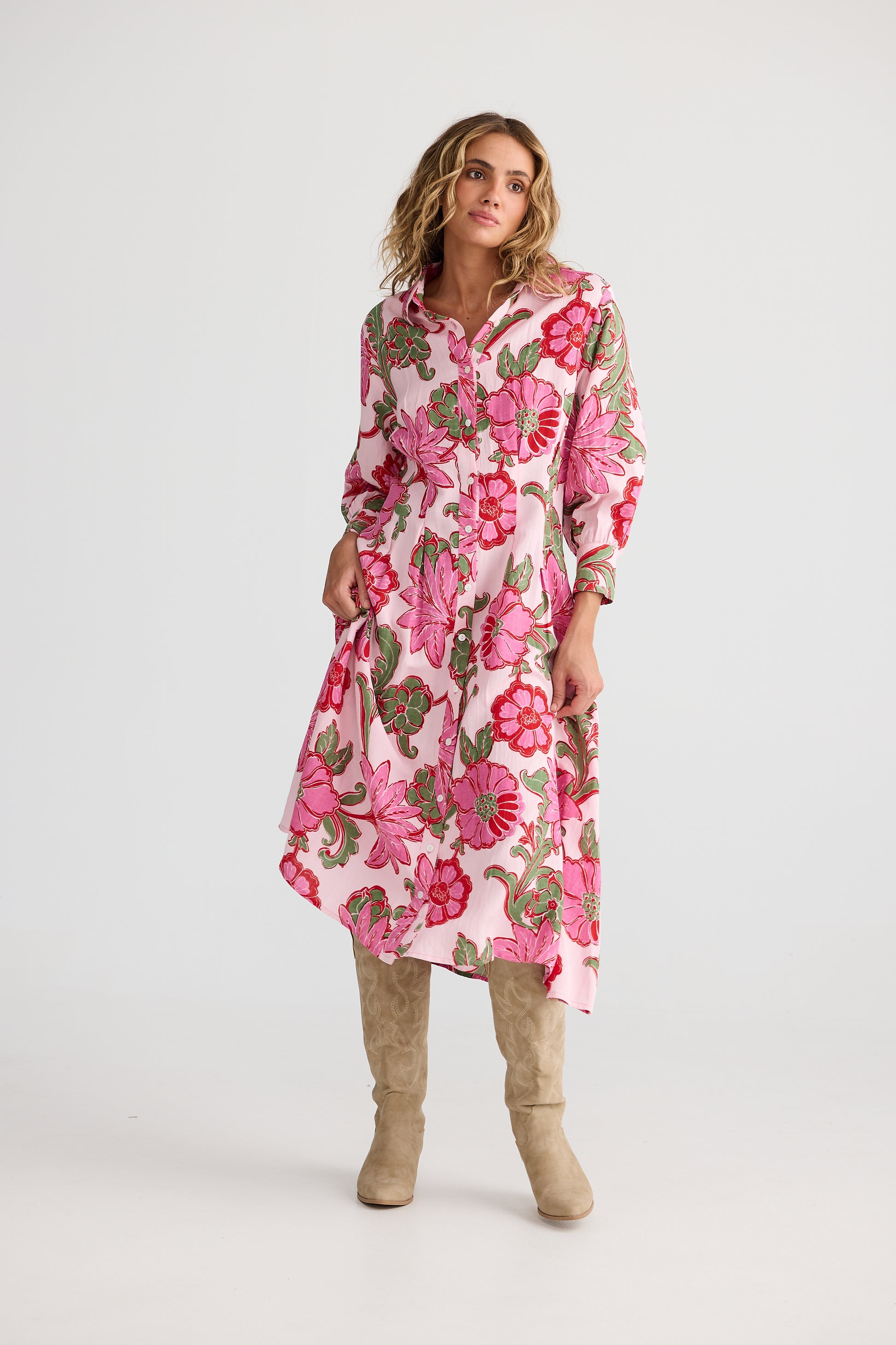 Talisman Ophelia Shirt Dress -Pink Ibiza