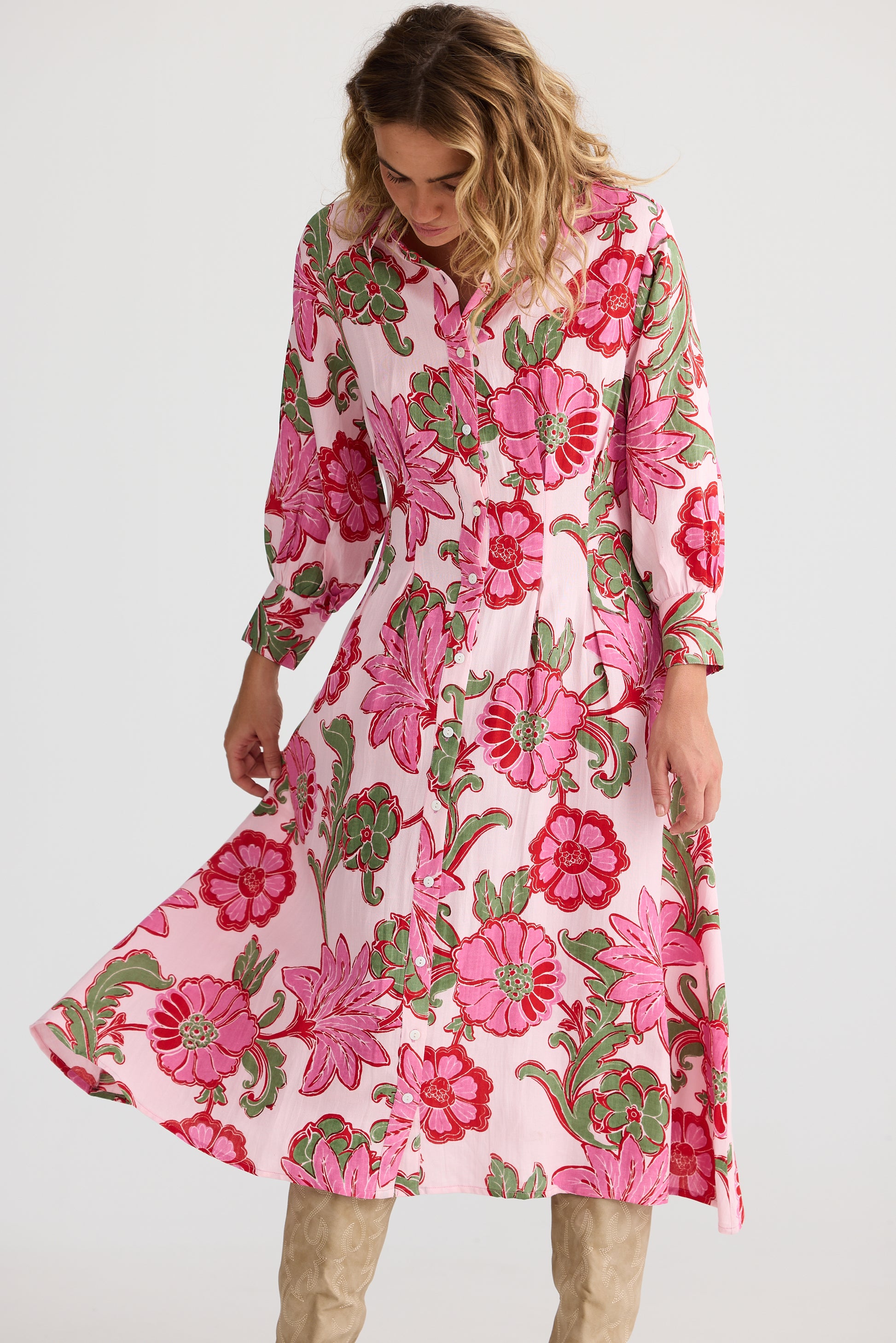Talisman Ophelia Shirt Dress -Pink Ibiza