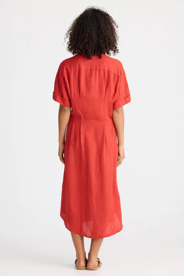 Collection of The Shanty Corporation Felicitia Dress - Cherry Linen Blend in a gallery layout