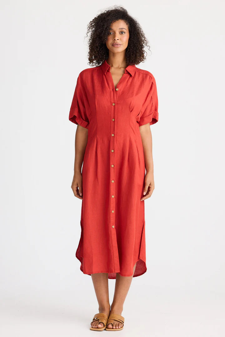 The Shanty Corporation Felicitia Dress - Cherry Linen Blend