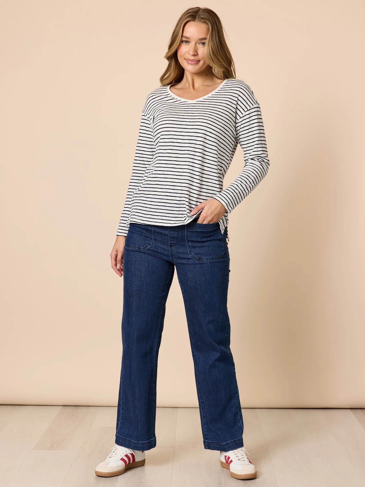 Threadz City Stripe Tee - Navy/ Ivory