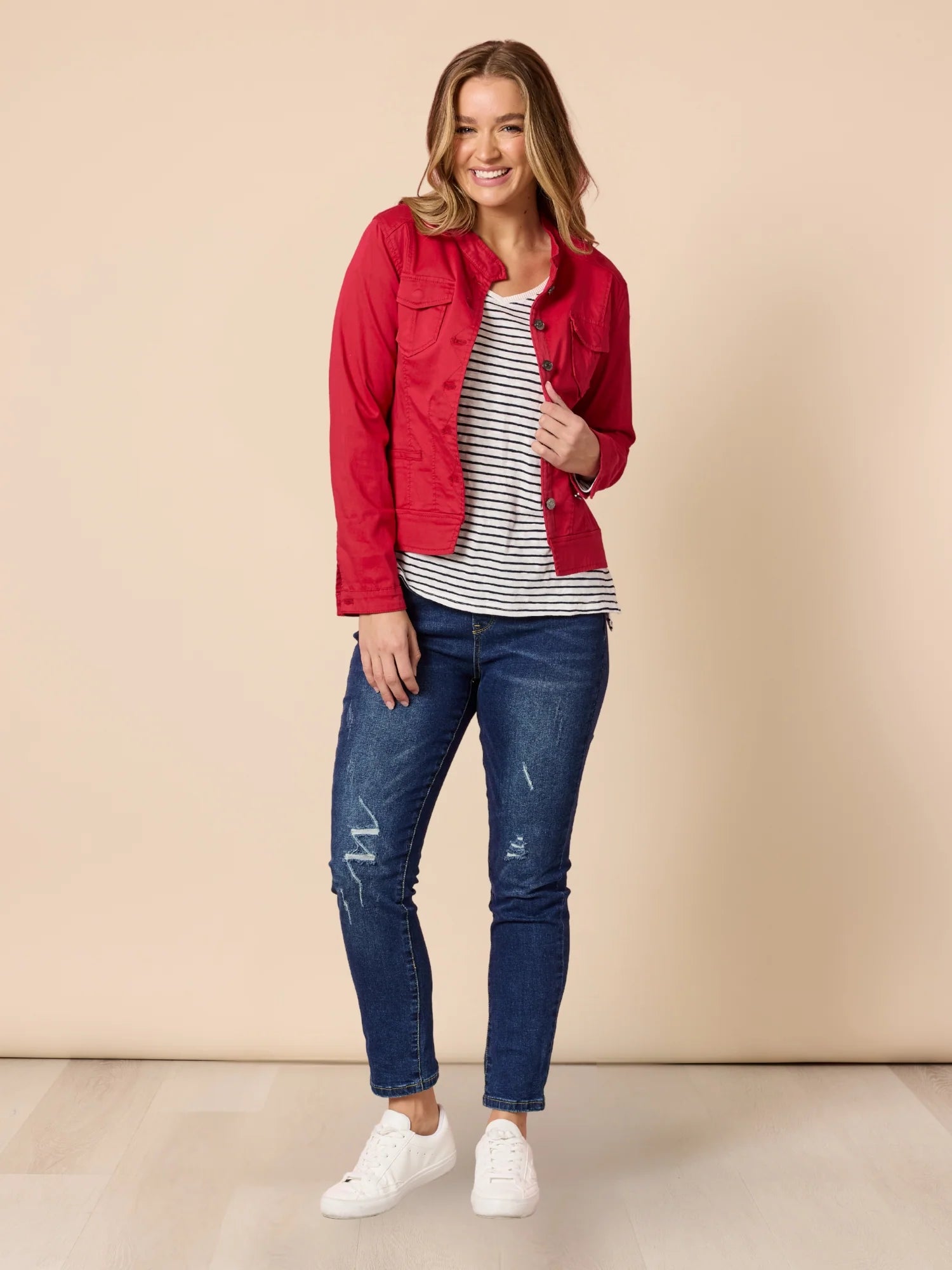 Threadz City Stripe Tee - Navy/ Ivory