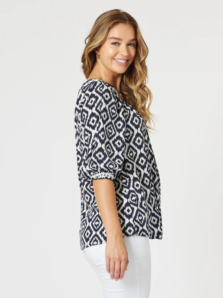 Threadz Diamonds are Forever Top - Navy/ White