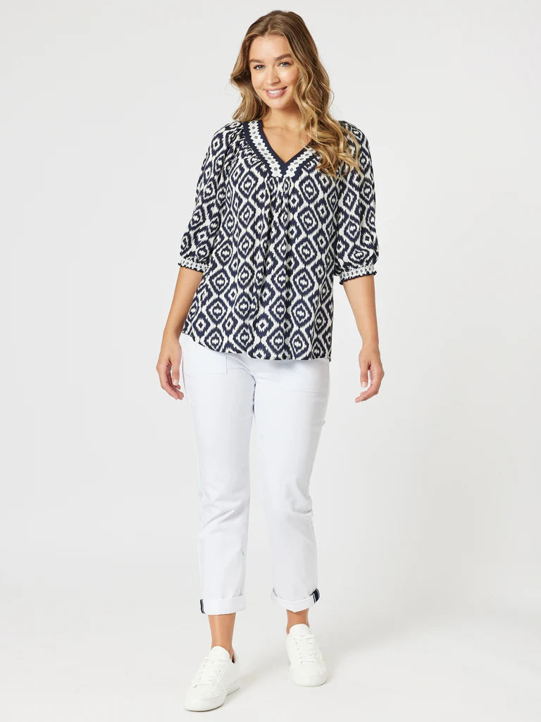 Threadz Diamonds are Forever Top - Navy/ White