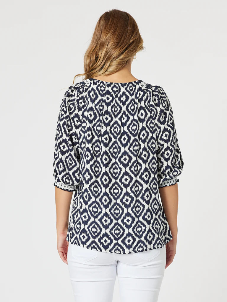 Threadz Diamonds are Forever Top - Navy/ White