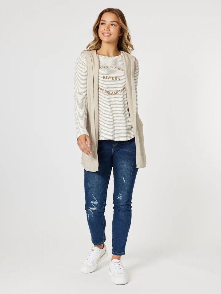 Collection of Threadz Riviera Tee - Natural/ White in a gallery layout