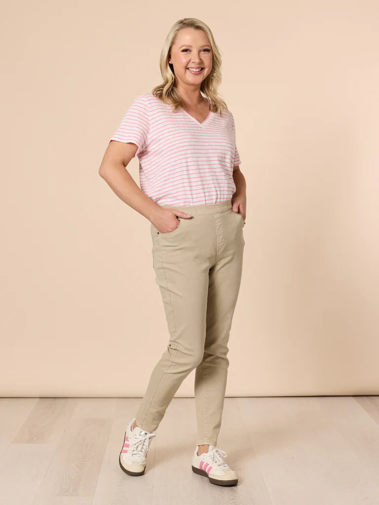 Collection of Threadz Tonic Stripe Tee - Pink/ White in a gallery layout