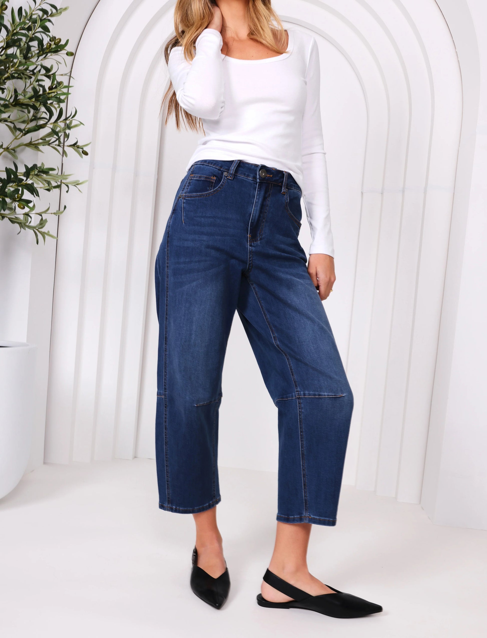 Monaco Toni Barrel Jean - Dark Blue