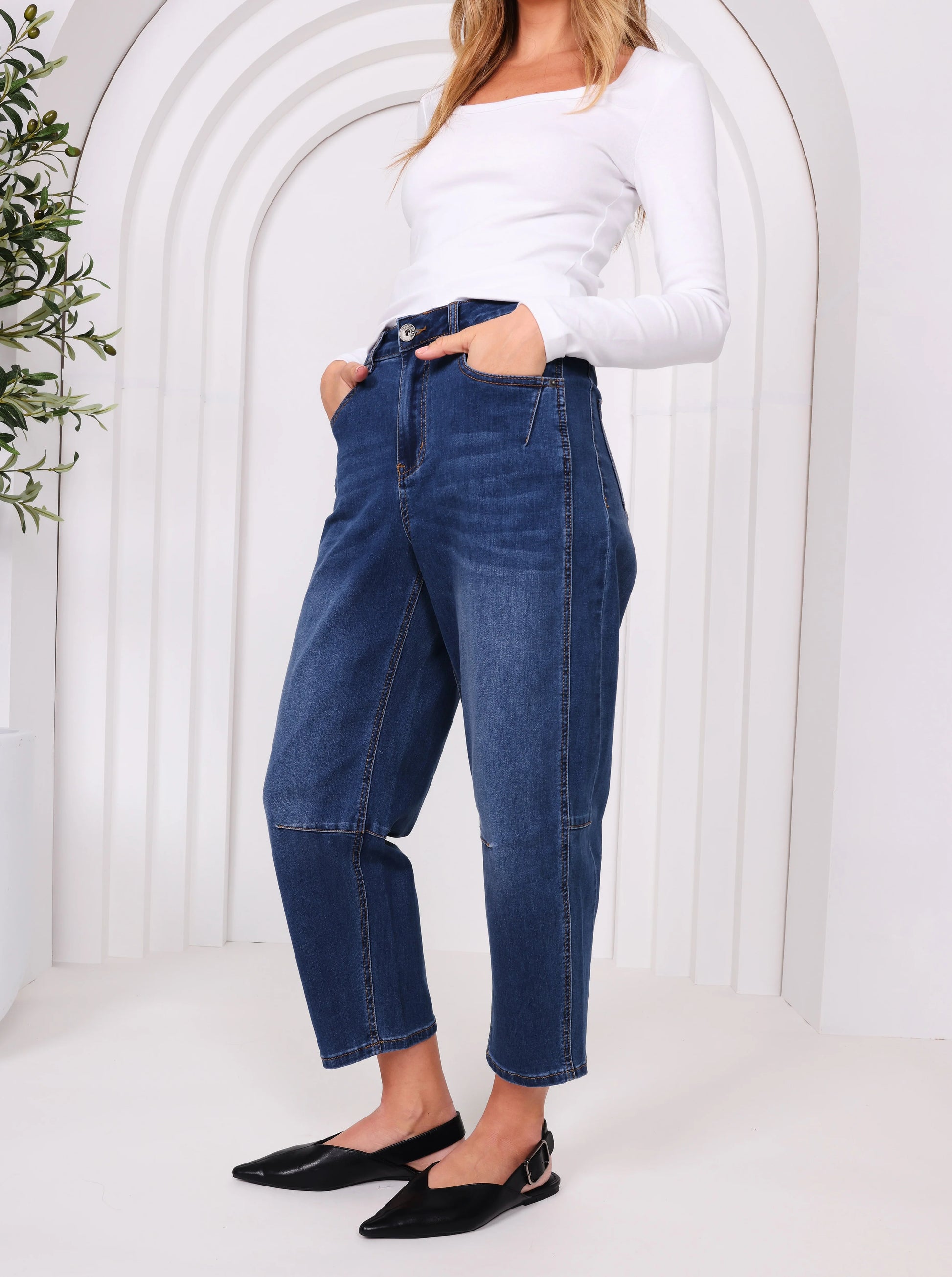 Monaco Toni Barrel Jean - Dark Blue