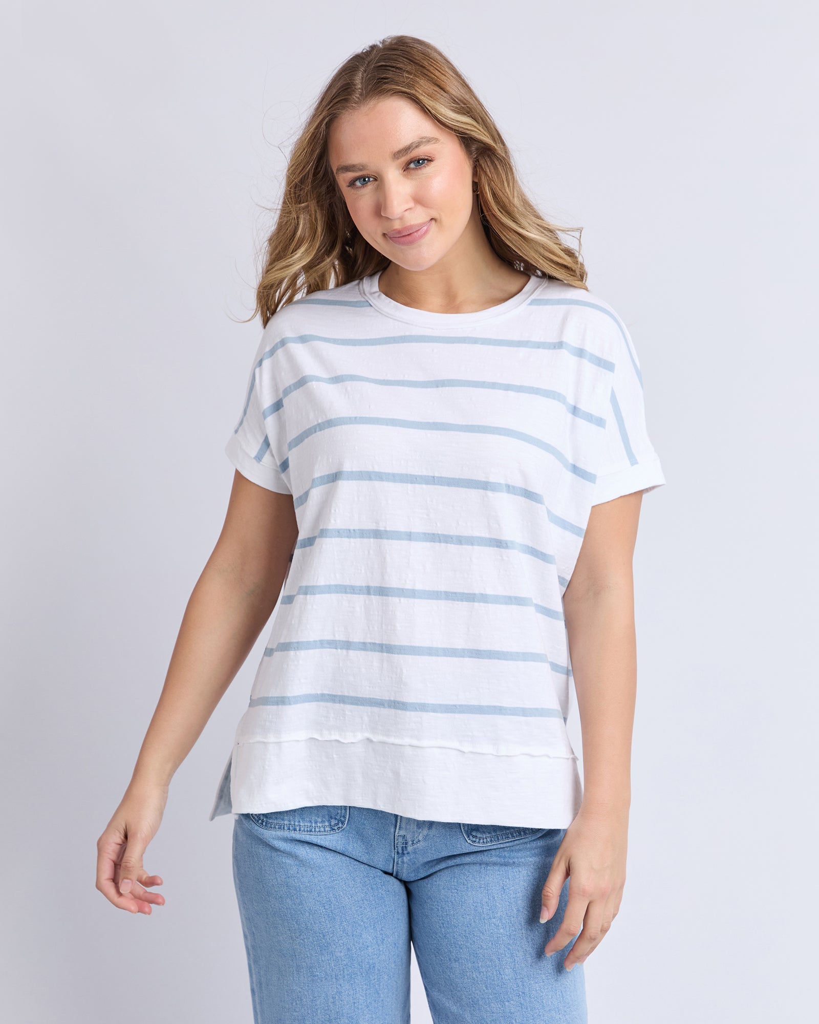 Image of Foxwood Allison Stripe Tee- Sky