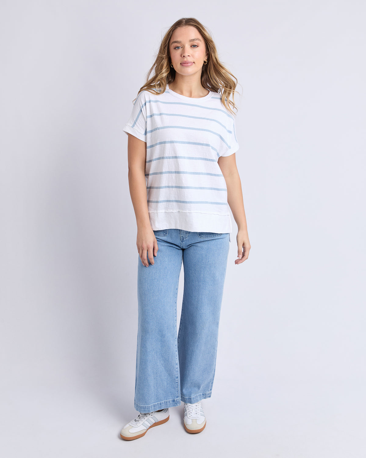 Foxwood Allison Stripe Tee- Sky