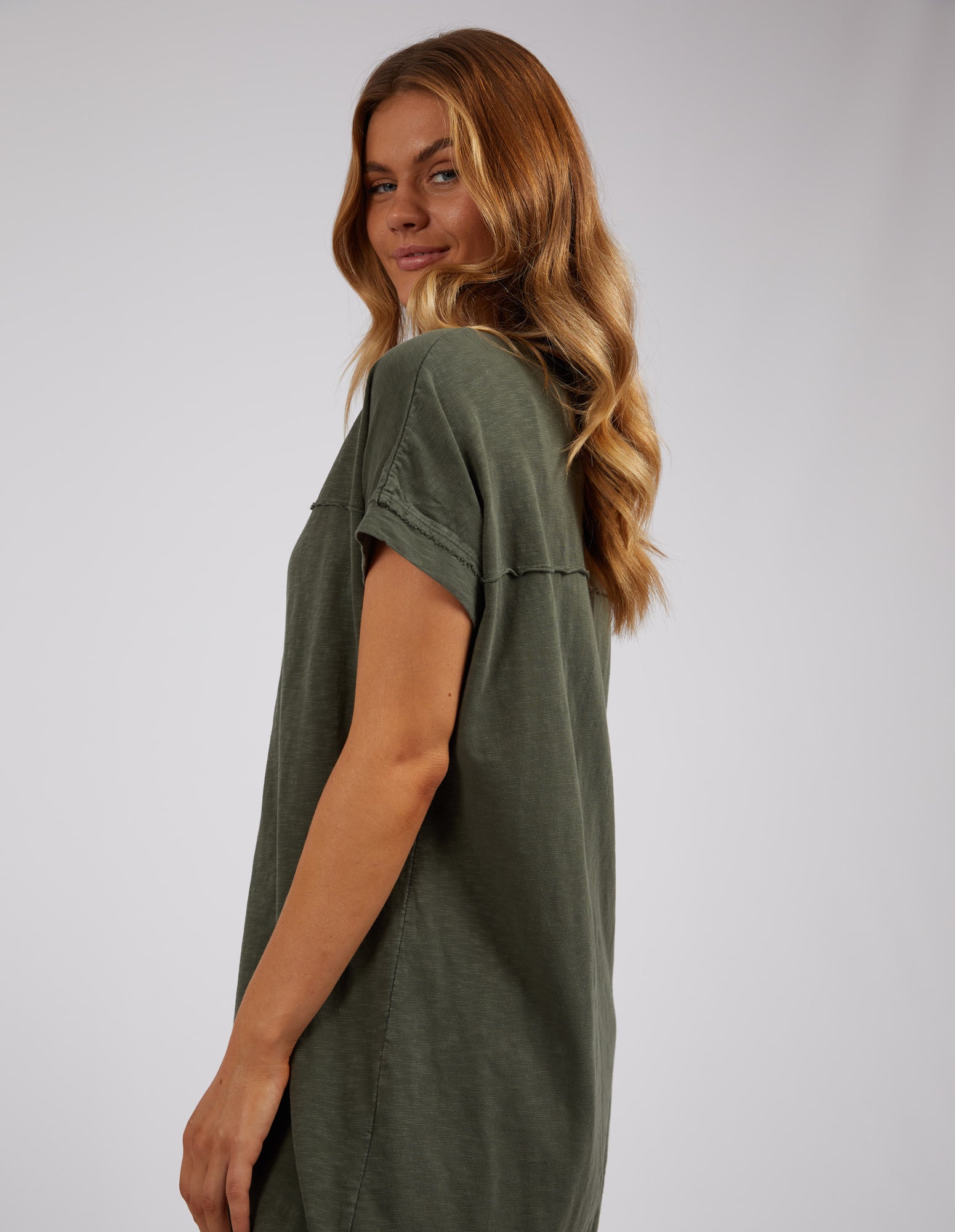 Collection of Foxwood Allison Tee Dress - Khaki in a gallery layout